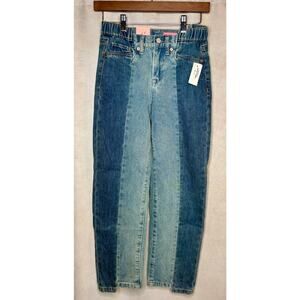 BlankNYC Girls Jeans Size 10 NWT Split Tone Paperbag Waist Asymmetrical Denim